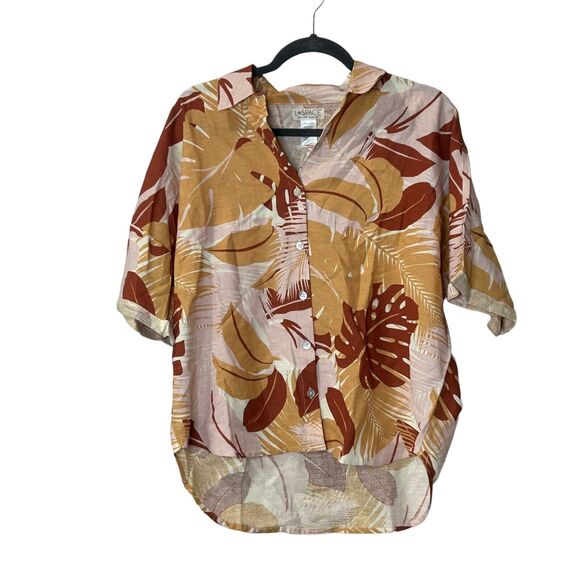 L*Space Gene Set Button Up S/S Top Pull On Shorts Pink/Gold Women's Small NWT - Picture 2 of 13